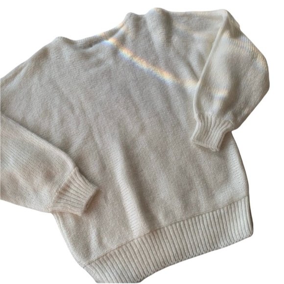 Vintage Grandmacore Faux Pearl & Lace Thick Knit Sweater - Picture 3 of 6